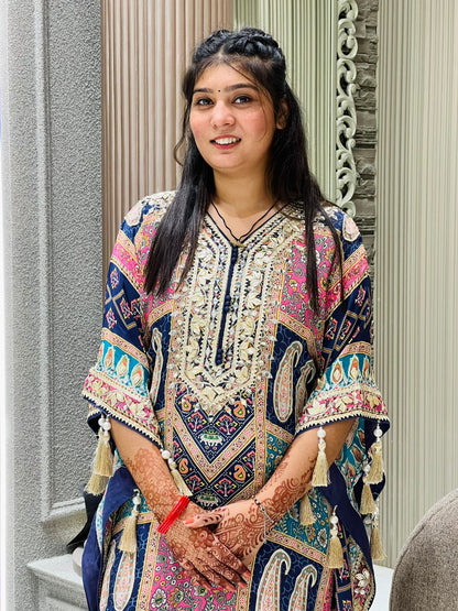 Luxe Party Wear Kaftan Dress With Tulip Salwar