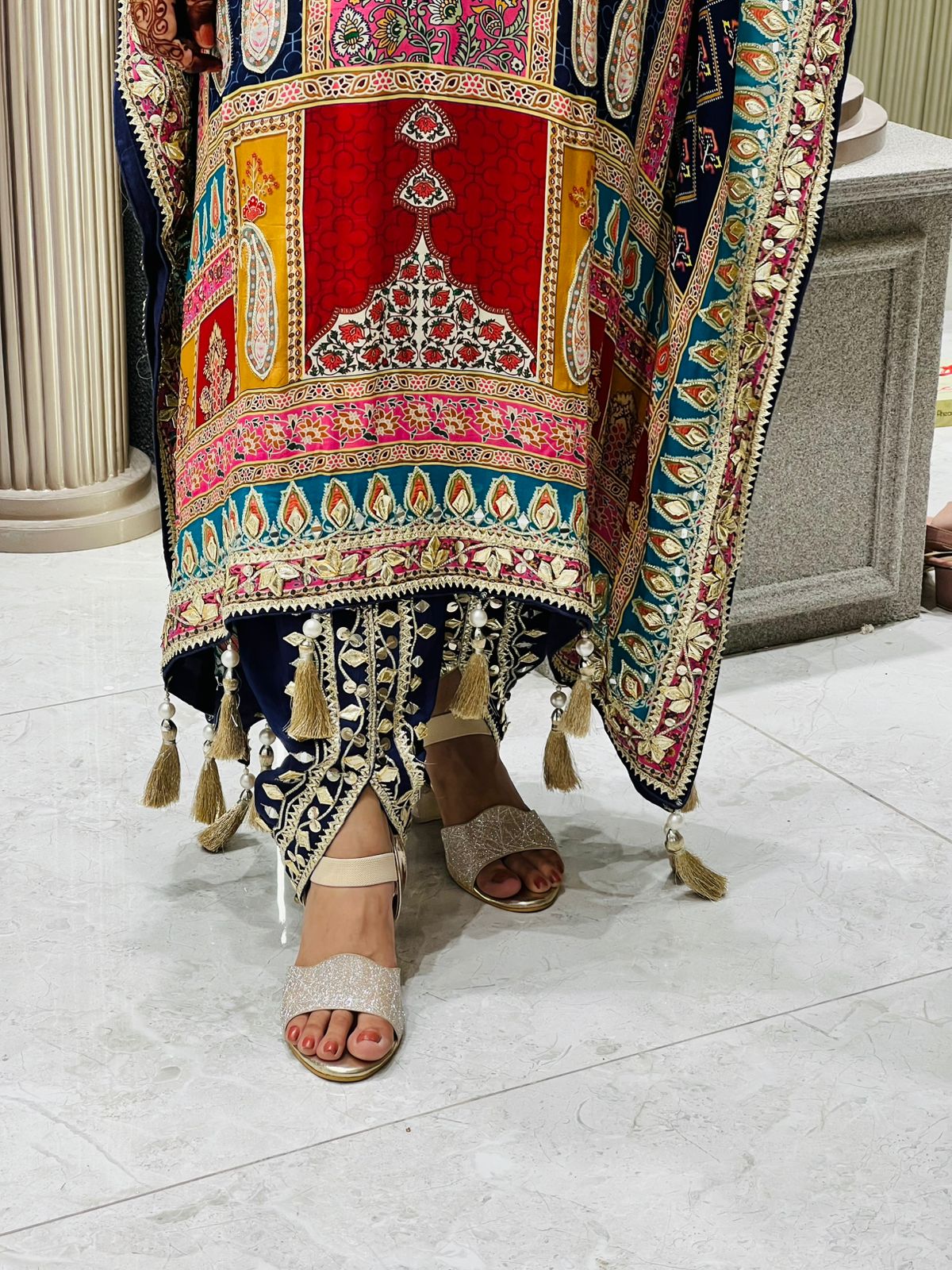 Luxe Party Wear Kaftan Dress With Tulip Salwar