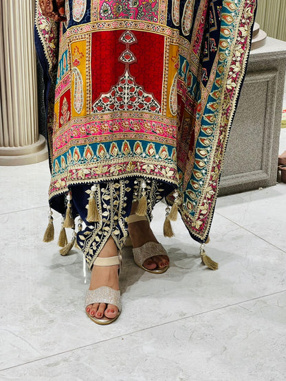 Luxe Party Wear Kaftan Dress With Tulip Salwar