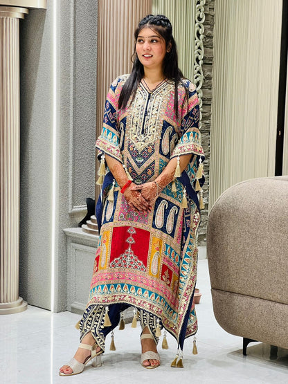 Luxe Party Wear Kaftan Dress With Tulip Salwar