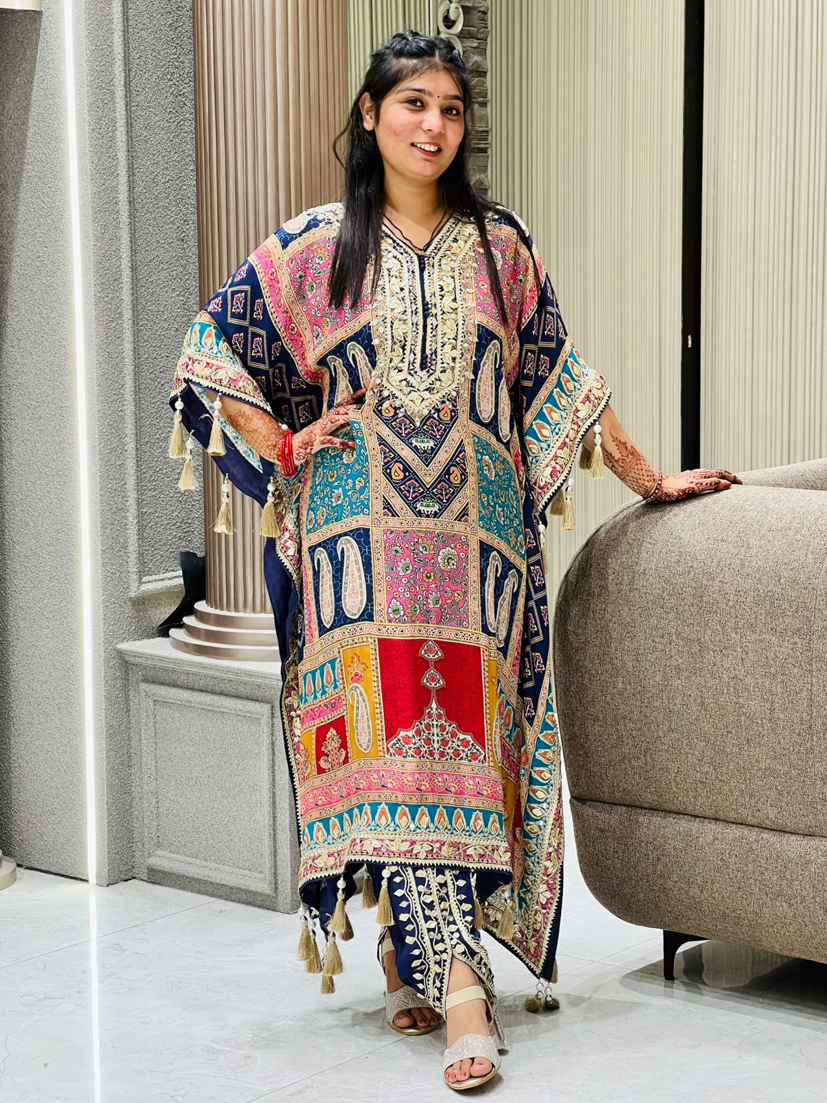 Luxe Party Wear Kaftan Dress With Tulip Salwar